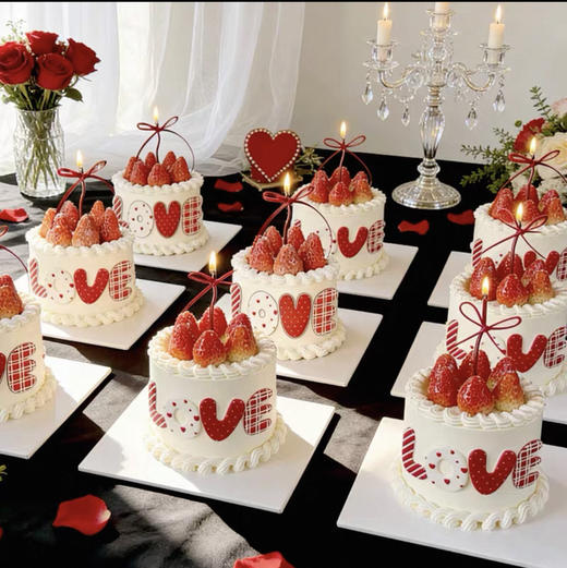 【214情人节蛋糕】彩色love草莓蛋糕 商品图2