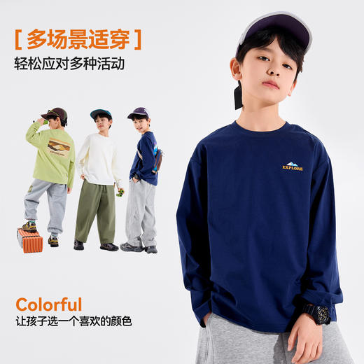 Bluem男童T恤长袖儿童上衣春秋2026新款男孩打底衫中大童插画T恤Z6ATX152 商品图2