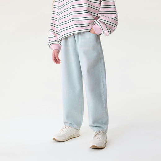 马克珍妮时髦有型女童纯棉牛仔萝卜裤2026年春装新款560209 商品图1