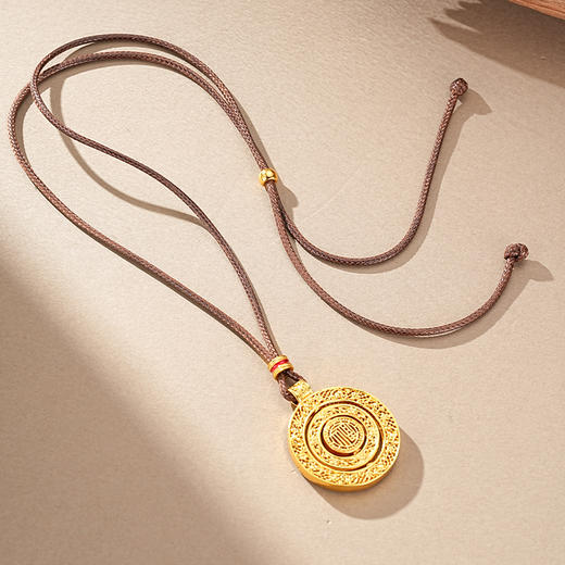 【沙金项链】敦煌小众镀金古法沙金转运罗盘吊坠 男女式古币项链 商品图7