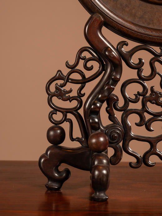 清	红木镶云石圆形座屏 商品图4