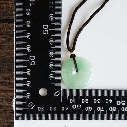 【天然正品】A货翡翠天然糯种绿底飘阳绿平安扣翡翠（吉祥、如意）吊坠项链27.5*27.5*5.2MM（皆取最大值）130126NJS39 商品图2