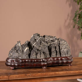 清	英石文房赏石（红木座）