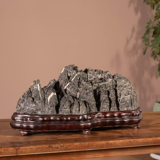 清	英石文房赏石（红木座） 商品图0