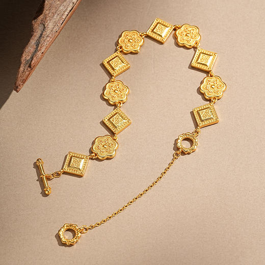 【盛世华彩沙金手链】敦煌古法沙金盛世华彩传承华星凝辉手链女复古国潮风手链 商品图4