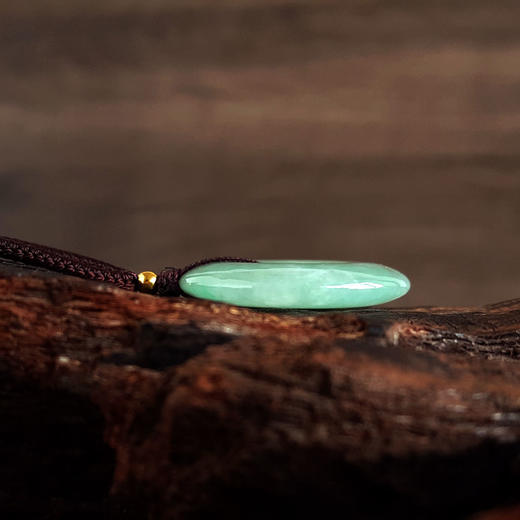 【天然正品】A货翡翠天然糯种绿底飘阳绿平安扣翡翠（吉祥、如意）吊坠项链27.5*27.5*5.2MM（皆取最大值）130126NJS39 商品图7