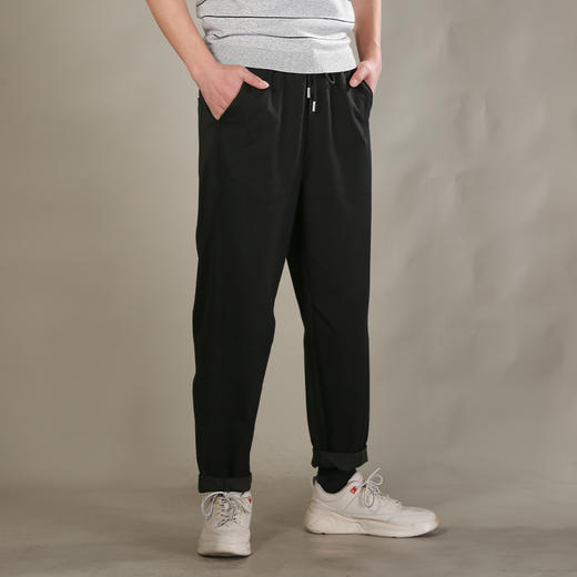 DRONKOO 2026 抽绳松紧腰后斜裁压褶中厚休闲长裤 商品图4