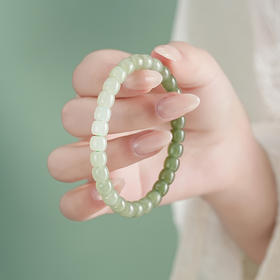 【苍山·和田玉渐变桶珠手串】敦煌福泽天然和田玉老型珠渐变手链女款小众设计感复古国风素圈手串