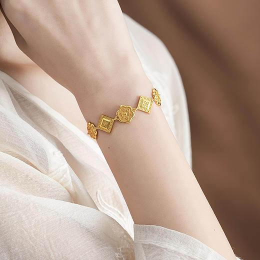 【盛世华彩沙金手链】敦煌古法沙金盛世华彩传承华星凝辉手链女复古国潮风手链 商品图7