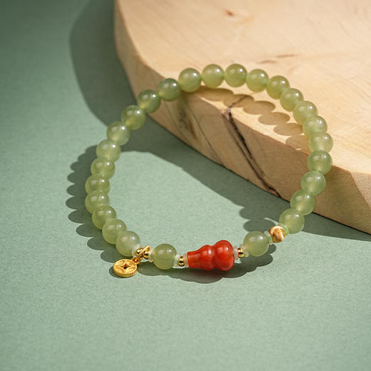【福禄·和田玉葫芦手串】天然和田玉圆珠手串女款搭配南红葫芦福禄吉祥简约大方新中式手链 商品图4