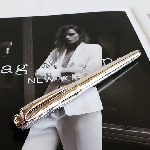 【95新】CARTIER卡地亚镀钯饰面顶端镶嵌蓝色树脂款18K金笔尖墨水笔钢笔（墨囊款）090226NJS44 商品图2