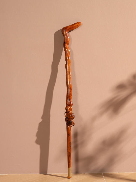 黄花梨雕寿桃手杖 商品图1