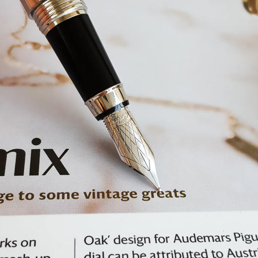 【95新】CARTIER卡地亚镀钯饰面顶端镶嵌蓝色树脂款18K金笔尖墨水笔钢笔（墨囊款）090226NJS44 商品图5