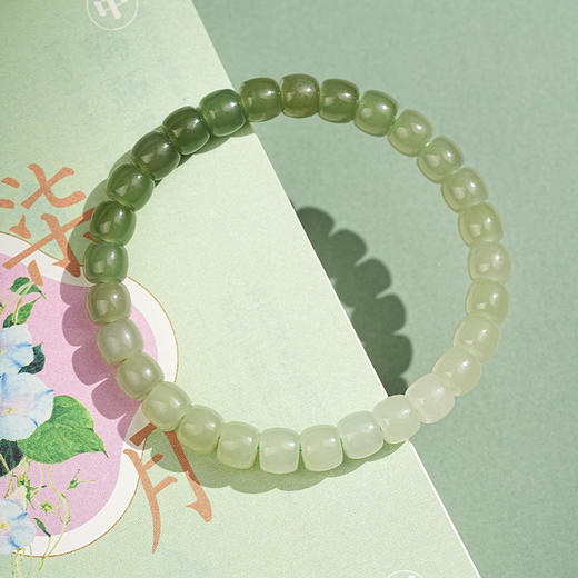 【苍山·和田玉渐变桶珠手串】敦煌福泽天然和田玉老型珠渐变手链女款小众设计感复古国风素圈手串 商品图2