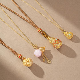 【敦煌沙金葫芦吊坠项链】敦煌轻奢国风项链 新款葫芦吊坠设计款项链