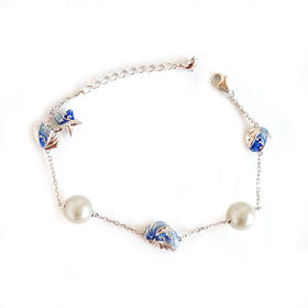 【天然正品】AU750白金镶钻镶天然真科研大证设计师款海洋元素造型近完美约8.8MM AKOYA海水珍珠手链 链长：19CM（长度可调节）190126NJS33