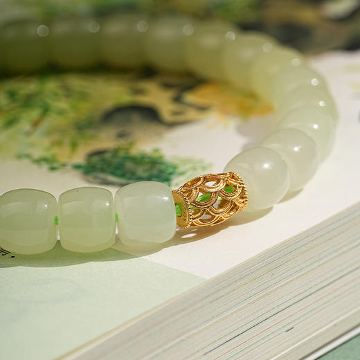 【青云·和田玉渐变桶珠手串】真品天然和田玉晴水渐变串珠手串女款翡翠玉石手链高级感原创设计 商品图6