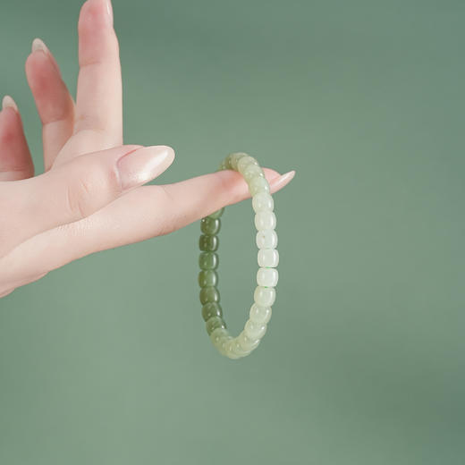 【苍山·和田玉渐变桶珠手串】敦煌福泽天然和田玉老型珠渐变手链女款小众设计感复古国风素圈手串 商品图7
