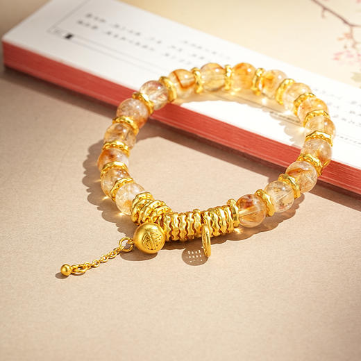 【黄塔晶盘缠手串】敦煌天然黄塔水晶盘缠串珠手链女时尚高级感招财手串 商品图4
