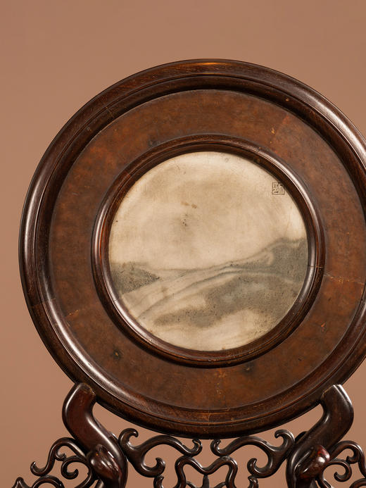 清	红木镶云石圆形座屏 商品图2
