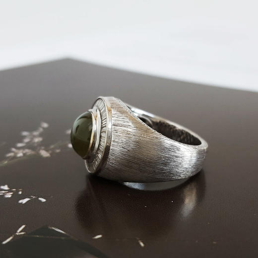 【天然正品】AU750收藏级白金豪镶钻镶GRS大证天然无烧蜜糖色5.02克拉金绿宝石猫眼戒指9.12*9.08*6.23MM（皆取最大值）14号120226NJS50 商品图4