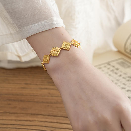 【盛世华彩沙金手链】敦煌古法沙金盛世华彩传承华星凝辉手链女复古国潮风手链 商品图6