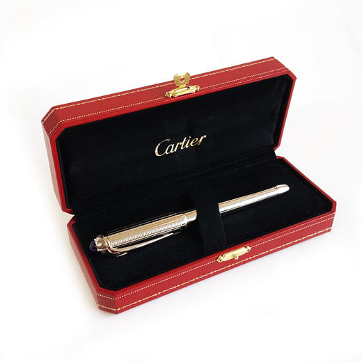 【95新】CARTIER卡地亚镀钯饰面顶端镶嵌蓝色树脂款18K金笔尖墨水笔钢笔（墨囊款）090226NJS44 商品图1