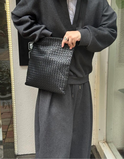 Bv 编织 牛皮 黑色 斜挎包 商品图2