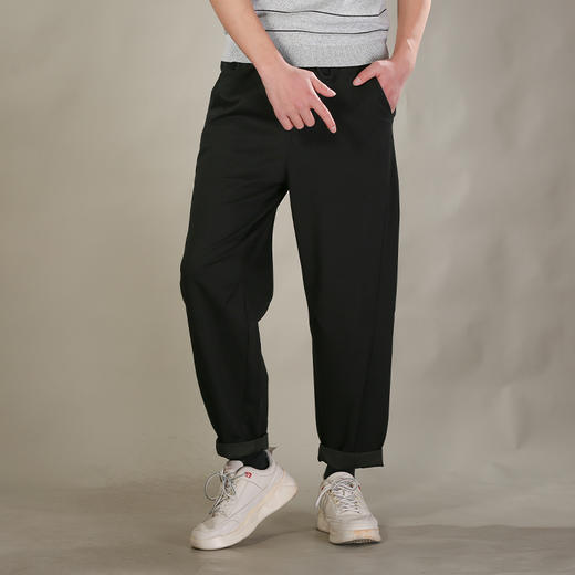 DRONKOO 2026 抽绳松紧腰后斜裁压褶中厚休闲长裤 商品图1