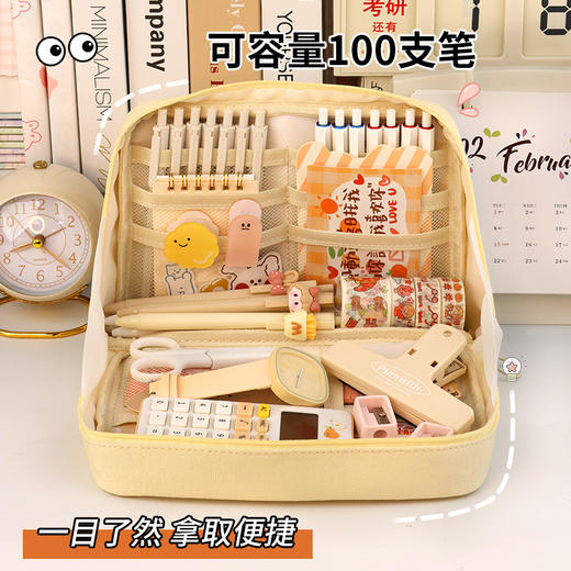 【升级大容量笔袋❗轻松收纳】笔袋大容量耐脏高颜值帆布大容量简约透明文具袋学生小众铅笔盒。rg 商品图1