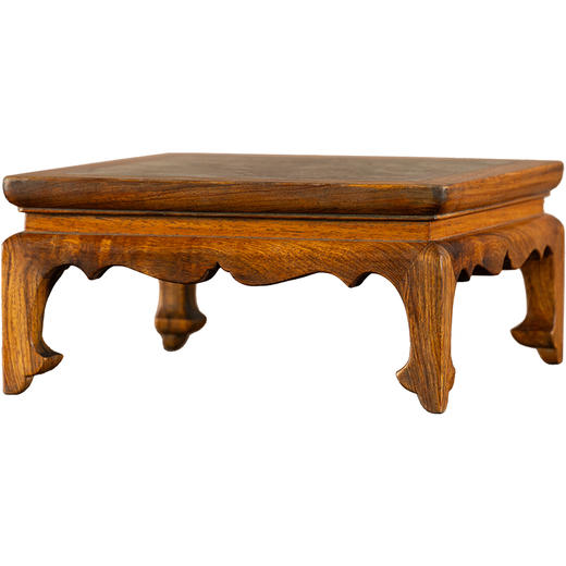 清	黄花梨嵌云石云纹足方形器座 商品图5