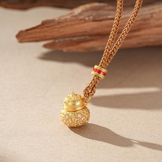 【敦煌沙金葫芦吊坠项链】敦煌轻奢国风项链 新款葫芦吊坠设计款项链 商品图4