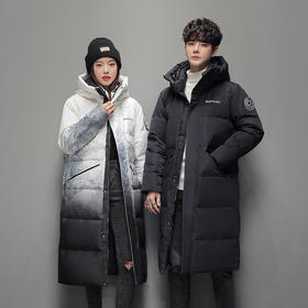 【春节正常发货 过年不打烊】加大码胖冬季情侣羽绒服男渐变加厚长款过膝连帽