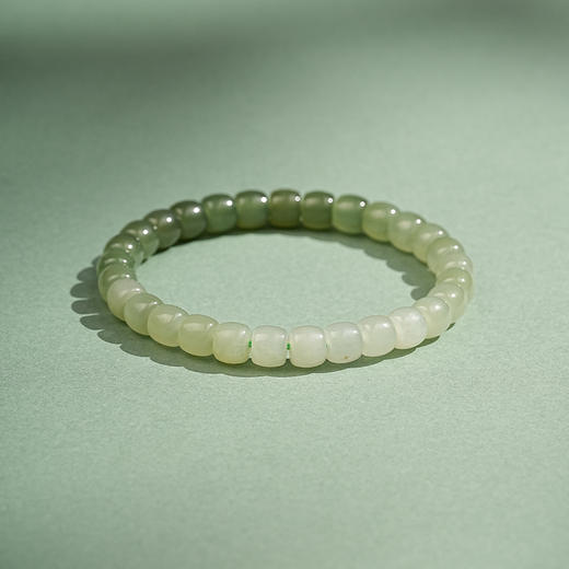 【苍山·和田玉渐变桶珠手串】敦煌福泽天然和田玉老型珠渐变手链女款小众设计感复古国风素圈手串 商品图6
