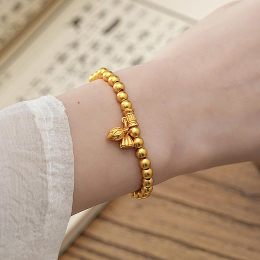 【两世欢沙金手串】敦煌沙金手链高颜值百搭叠戴两世欢莲蓬素链手串手饰品女 商品图5