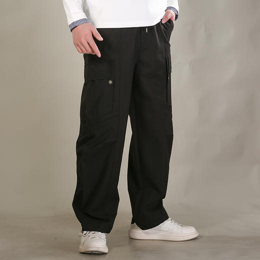 DRONKOO 2026 抽绳松紧腰前多破缝结构活页户外风中厚工装长裤 商品图2