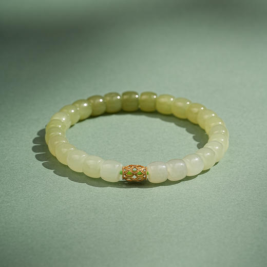 【青云·和田玉渐变桶珠手串】真品天然和田玉晴水渐变串珠手串女款翡翠玉石手链高级感原创设计 商品图4