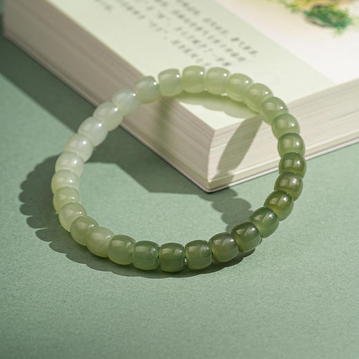 【苍山·和田玉渐变桶珠手串】敦煌福泽天然和田玉老型珠渐变手链女款小众设计感复古国风素圈手串 商品图5