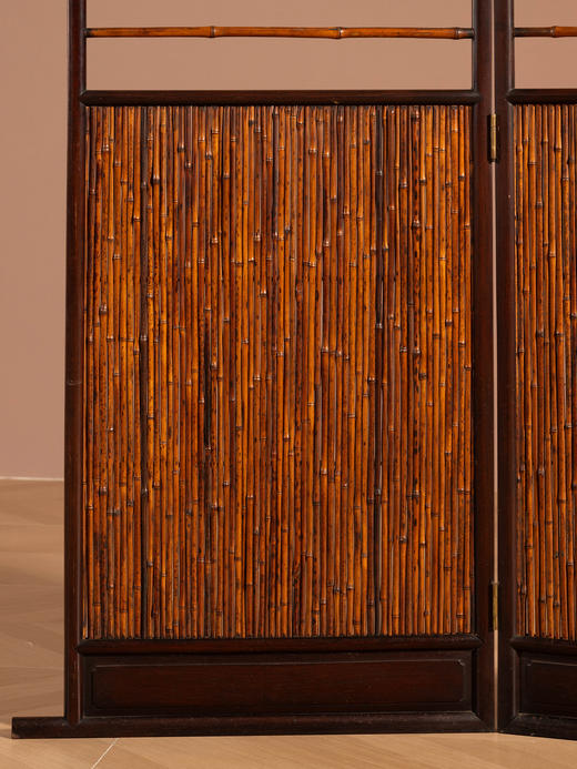 清	红木嵌湘妃竹双折屏风 商品图4