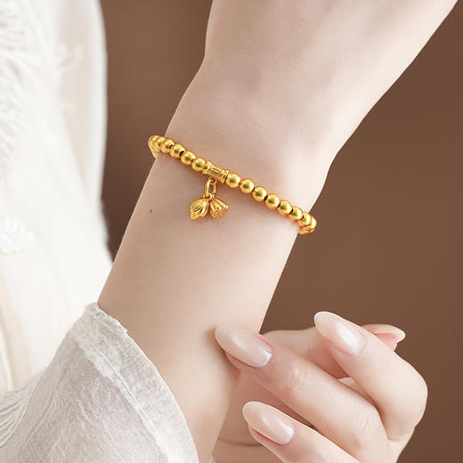 【两世欢沙金手串】敦煌沙金手链高颜值百搭叠戴两世欢莲蓬素链手串手饰品女 商品图1