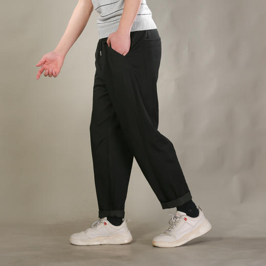 DRONKOO 2026 抽绳松紧腰后斜裁压褶中厚休闲长裤 商品图2