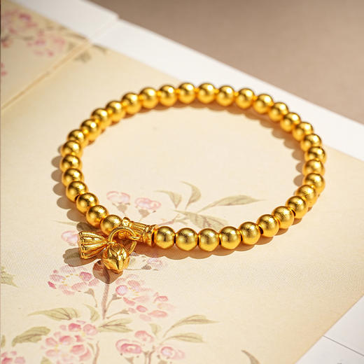 【两世欢沙金手串】敦煌沙金手链高颜值百搭叠戴两世欢莲蓬素链手串手饰品女 商品图0