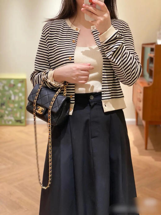 Chanel 23C 圆环 方胖子 黑金 牛皮 斜挎包 商品图2