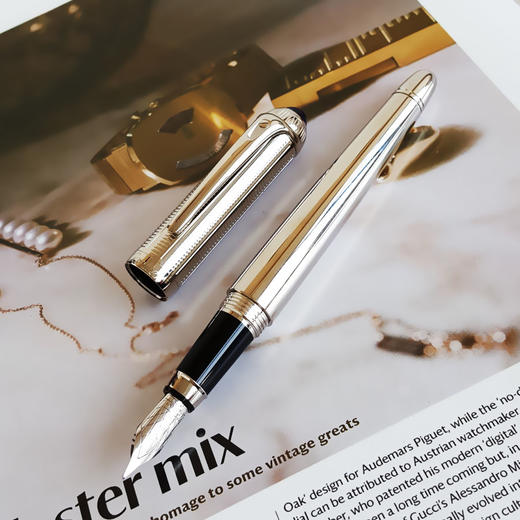 【95新】CARTIER卡地亚镀钯饰面顶端镶嵌蓝色树脂款18K金笔尖墨水笔钢笔（墨囊款）090226NJS44 商品图4