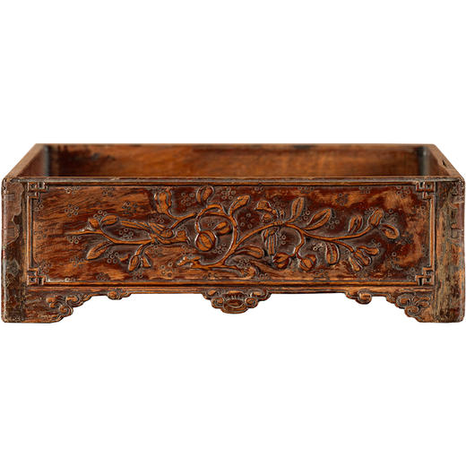 清	黄花梨浮雕花鸟纹方形呈盘 商品图5