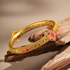 【蓝红宝相花沙金手镯】敦煌新中式珐琅彩芍药花开口手镯新款个性时尚复古民族风沙金手镯礼物 商品缩略图2