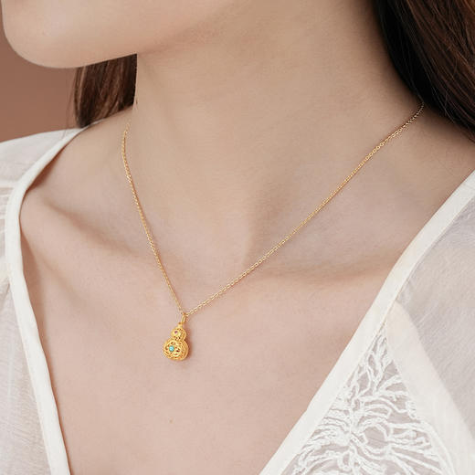 【祥云绿松沙金葫芦项链】敦煌轻奢国风项链 新款葫芦吊坠设计款项链 商品图5