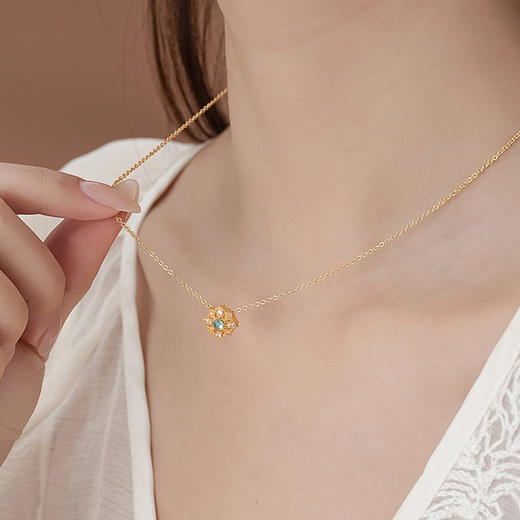 【如意宝莲碧玺项链】敦煌小众设计款莲花碧玺项链 新中式国风文创配饰 商品图4