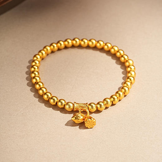 【两世欢沙金手串】敦煌沙金手链高颜值百搭叠戴两世欢莲蓬素链手串手饰品女 商品图3