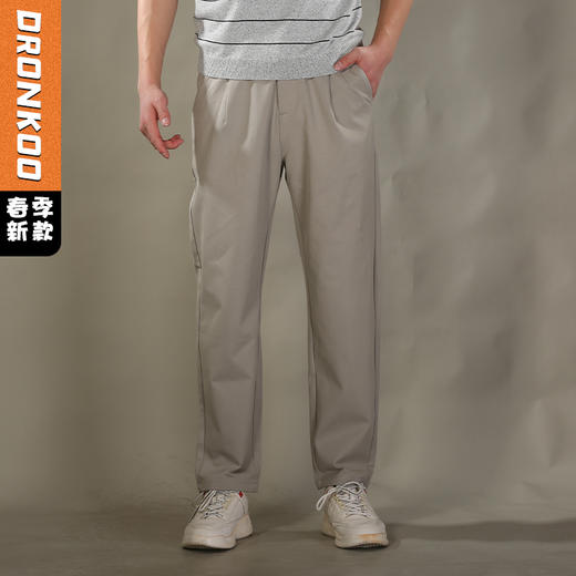 DRONKOO 2026 松紧腰前右袋钉扣织唛针织中厚休闲长裤 商品图0